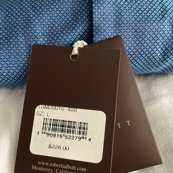 Robert Talbott Tailored Fit Large Blue Diamond Print Long Sleeve Shirt 17 - Picture 6 of 6